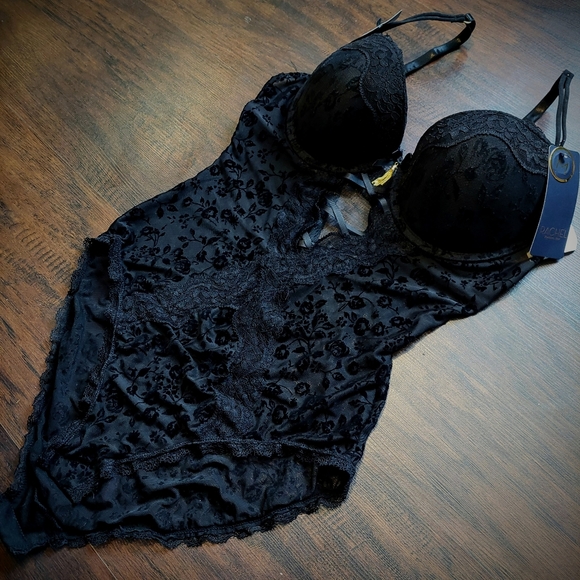 Rachel Roy Lingerie | Lace Push Up Bra Teddy/Onesie | NWT 🖤 - Picture 5 of 7